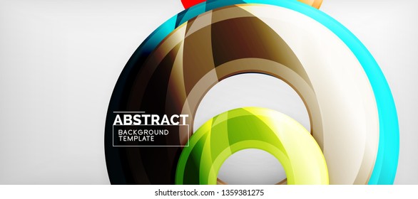 Moderne geometrische Kreise, abstrakter Hintergrund, bunte runde Formen mit Schatteneffekten, Vektorgrafik