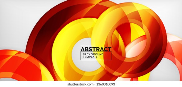 Modern geometric circles abstract background, colorful round shapes with shadow effects, vector illustration