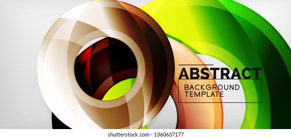 Modern geometric circles abstract background, colorful round shapes with shadow effects, vector illustration