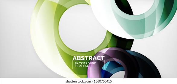 Modern geometric circles abstract background, colorful round shapes with shadow effects, vector illustration