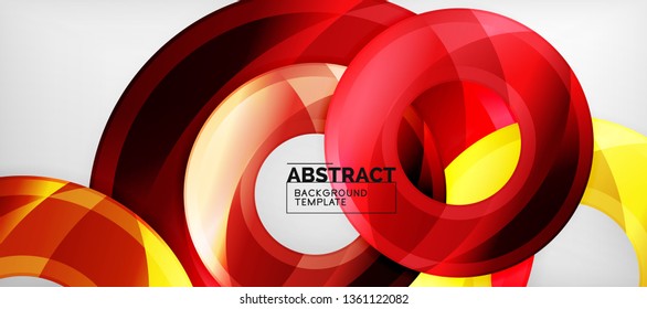 Modern geometric circles abstract background, colorful round shapes with shadow effects, vector illustration