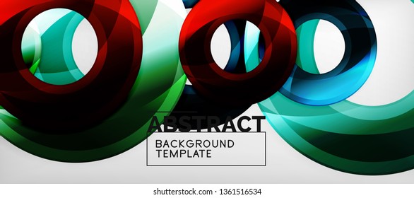 Moderne geometrische Kreise, abstrakter Hintergrund, bunte runde Formen mit Schatteneffekten, Vektorgrafik