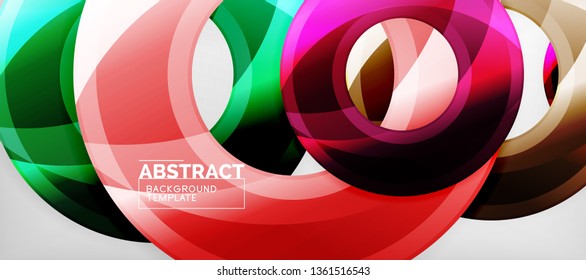 Modern geometric circles abstract background, colorful round shapes with shadow effects, vector illustration