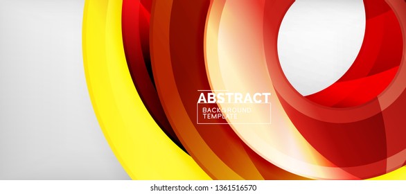 Circulos geométricos modernos fondo abstracto, formas redondeadas coloridas con efectos de sombra, ilustración vectorial