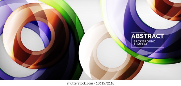 Modern geometric circles abstract background, colorful round shapes with shadow effects, vector illustration