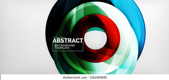 Modern geometric circles abstract background, colorful round shapes with shadow effects, vector illustration