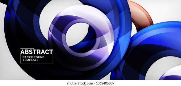 Modern geometric circles abstract background, colorful round shapes with shadow effects, vector illustration