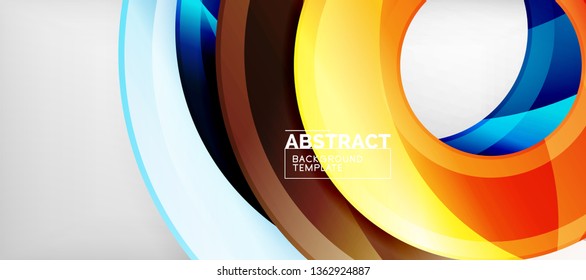 Moderne geometrische Kreise, abstrakter Hintergrund, bunte runde Formen mit Schatteneffekten, Vektorgrafik