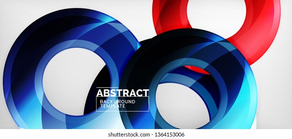 Modern geometric circles abstract background, colorful round shapes with shadow effects, vector illustration