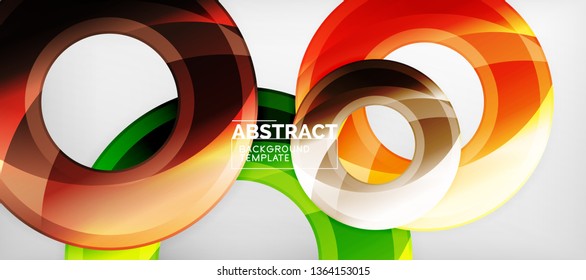 Modern geometric circles abstract background, colorful round shapes with shadow effects, vector illustration