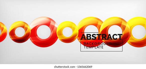 Modern geometric circles abstract background, colorful round shapes with shadow effects, vector illustration