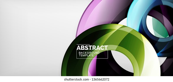 Circulos geométricos modernos fondo abstracto, formas redondeadas coloridas con efectos de sombra, ilustración vectorial