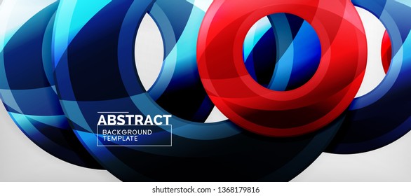 Modern geometric circles abstract background, colorful round shapes with shadow effects, vector illustration