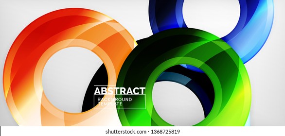 Modern geometric circles abstract background, colorful round shapes with shadow effects, vector illustration