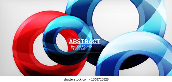 Modern geometric circles abstract background, colorful round shapes with shadow effects, vector illustration