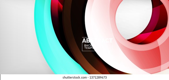 Modern geometric circles abstract background, colorful round shapes with shadow effects, vector illustration