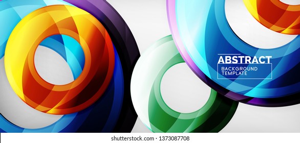 Modern geometric circles abstract background, colorful round shapes with shadow effects, vector illustration