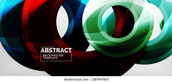 Modern geometric circles abstract background, colorful round shapes with shadow effects, vector illustration