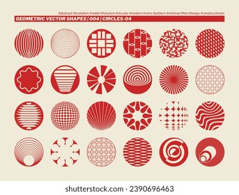 Modern Geometric Circles Vector Shapes. Inspired by Brutalist, Minimal, Bauhaus, and Memphis styles; a dynamic mix of innovative shapes for a contemporary and eclectic touch.