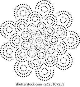 Modern Geometric Circular Dotted Floral Mandala Pattern, Hand drawn Rotating Overlapping concentric circles Mandala Vector illustration ideal for carpet curtains fabric wallpaper gift wraps decoration