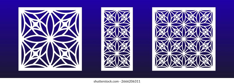 Design moderno do painel de corte CNC geométrico, perfeito para projetos interiores como arte de parede, partições domésticas ou fundos ornamentais.