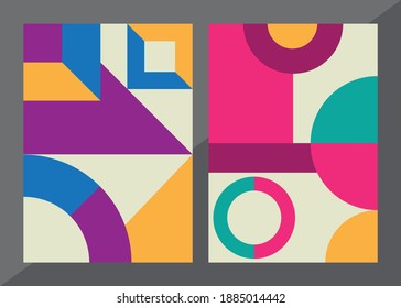 Modern geometric colorful backgrounds, geometric poster with circles and squares illustration backgrounds