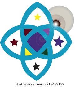 Logotipo de Vector moderno geométrico de forma colorida con Star Center: arte Abstractas, diseño simétrico creativo.