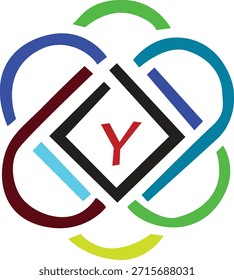 Modern Geometric Colorful Shape Vector logo with Star Center – Abstract art, creative Symmetric Design.