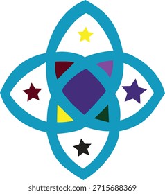 Modern Geometric Colorful Shape Vector logo with Star Center – Abstract art, creative Symmetric Design.