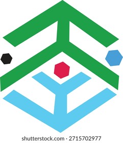 Modern Geometric Colorful Shape Vector logo with Star Center – Abstract art, creative Symmetric Design.