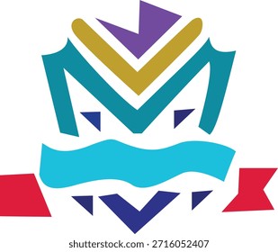 Modern Geometric Colorful Shape Vector logo with Star Center Abstract art, creative Symmetric Design.