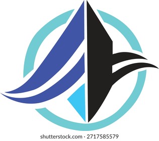 Modern Geometric Colorful Shape Vector logo with Center Abstract art, creative Symmetric Design.