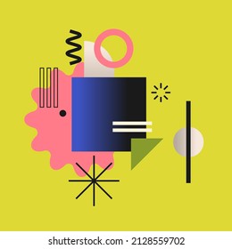 Modern geometric composition of various shapes. Illustration for design. Abstract background in the trend chart.