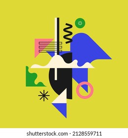 Moderne geometrische Zusammensetzung verschiedener Formen. Illustration für Design. Abstrakter Hintergrund in der Trendkarte.