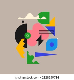 Modern geometric composition of various shapes. Illustration for design. Abstract background in the trend chart.