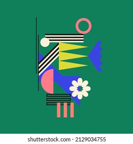 Modern geometric composition of various shapes. Illustration for design. Abstract background in the trend chart.