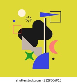 Modern geometric composition of various shapes. Illustration for design. Abstract background in the trend chart.