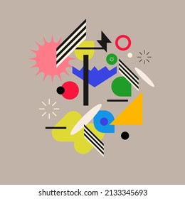 Composición geométrica moderna de varias formas. Ilustración para el diseño. Resumen de fondo en el gráfico de tendencias.