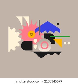 Composición geométrica moderna de varias formas. Ilustración para el diseño. Resumen de fondo en el gráfico de tendencias.