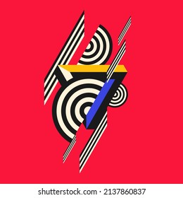 Composición geométrica moderna de varias formas. Ilustración para el diseño. Resumen de fondo en el gráfico de tendencias.