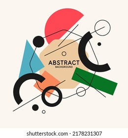 Composición geométrica moderna de varias formas. Ilustración para el diseño. Resumen de fondo en el gráfico de tendencias.