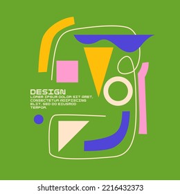 Composición geométrica moderna de varias formas. Ilustración para el diseño. Resumen de fondo en el gráfico de tendencias.