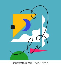 Composición geométrica moderna de varias formas. Ilustración para el diseño. Resumen de fondo en el gráfico de tendencias.