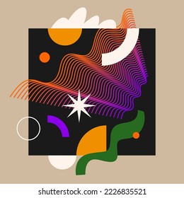 Modern geometric composition of various shapes. Illustration for design. Abstract background in the trend chart.