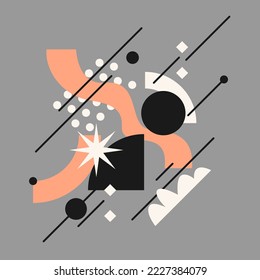 Modern geometric composition of various shapes. Illustration for design. Abstract background in the trend chart.