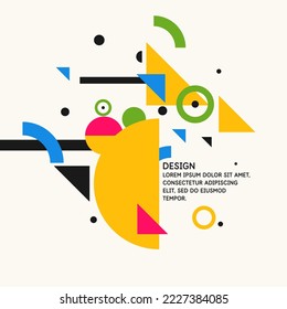 Moderne geometrische Zusammensetzung verschiedener Formen. Illustration für Design. Abstrakter Hintergrund in der Trendkarte.