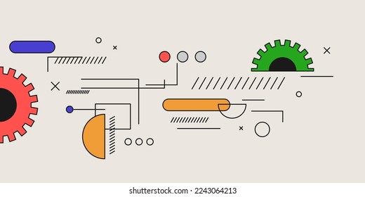 Moderne geometrische Zusammensetzung verschiedener Formen. Illustration für Design. Hintergrund der Trendgrafiken.