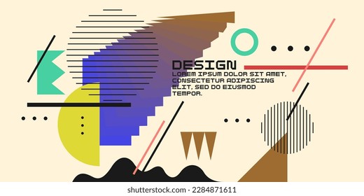 Composición geométrica moderna de varias formas. Ilustración para el diseño. Resumen de fondo en el gráfico de tendencias.