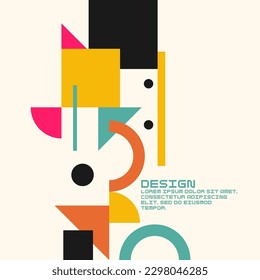 Composición geométrica moderna de varias formas. Ilustración para el diseño. Resumen del fondo en los gráficos elegantes.