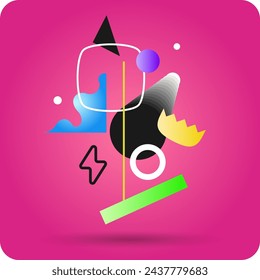 Modern geometric composition of various shapes. Illustration for design. Abstract background in the trend chart. A stylish template for further creativity.